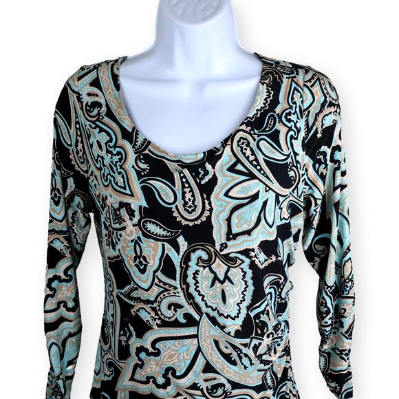 INC International Concepts Side Ruched Paisley Print Jersey Knit Dress Petite L - Picture 9 of 9